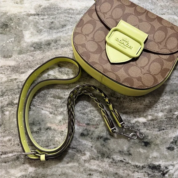 COACH Morgan Crossbody Saddle Bag Khaki/Pale Lime